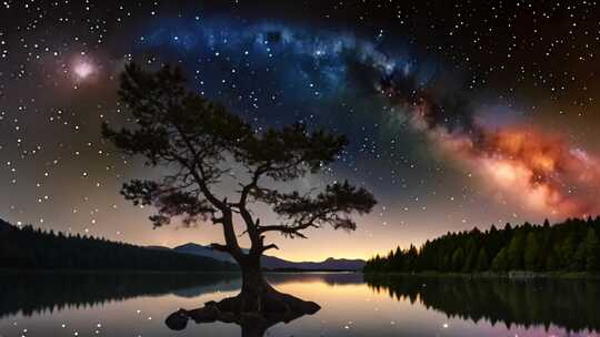 星空下的大树