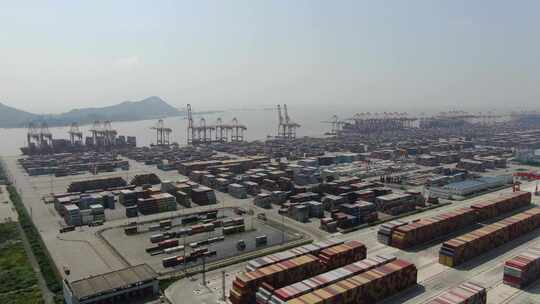 上海市 洋山港 港口 码头 集装箱视频素材模板下载