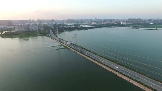 武汉航拍汤逊湖藏龙岛大远景