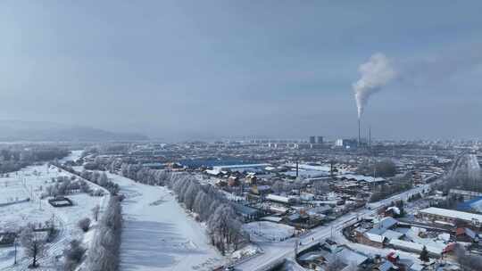 极端天气最冷城市根河冻雾迷漫