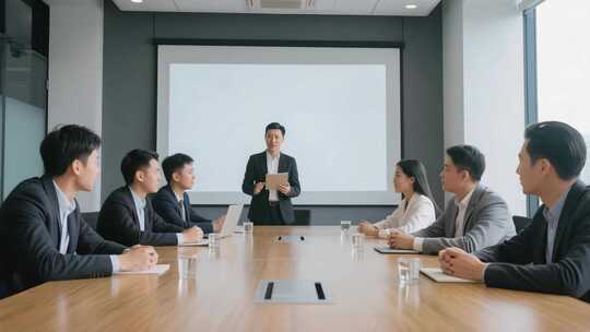 商务会议职场白领人士会议讨论白领开会