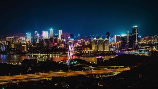 8K重庆城市交通桥梁夜景延时