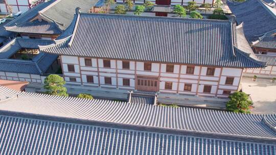 宁波宁海西店广德寺唐风寺庙建筑航拍