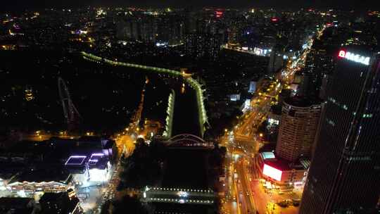 安徽合肥城市夜景交通大景航拍