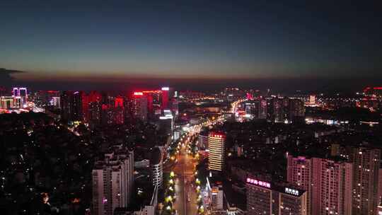 航拍四川泸州夜景泸州城市建设