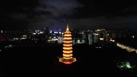 江西赣州翠浪塔夜景灯光航拍