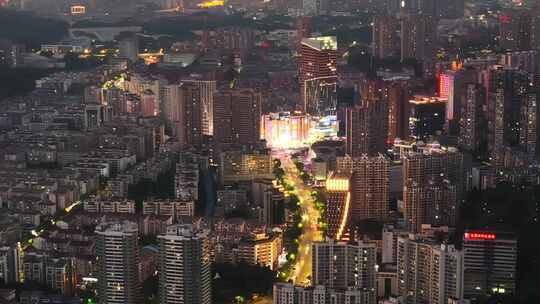 航拍城市建筑道路夜景