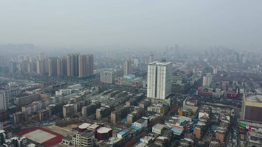 航拍山东淄博城市风景