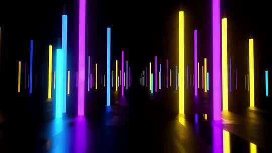 4k绚丽霓虹光柱霓虹穿梭背景合集