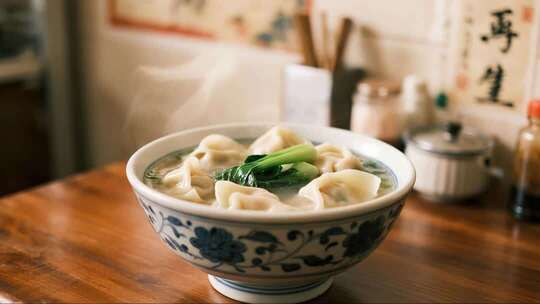 美食老店馄饨烟火气电影感治愈画面