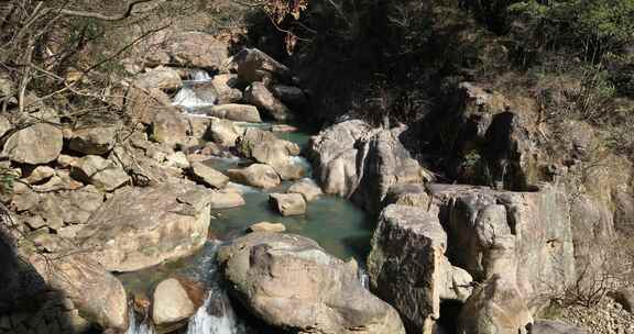 浙江天台琼台仙谷山谷山涧溪流美丽自然风光