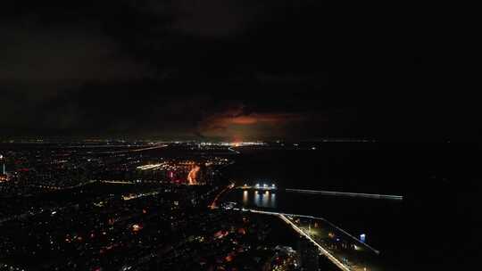上海金山石化工厂夜景航拍