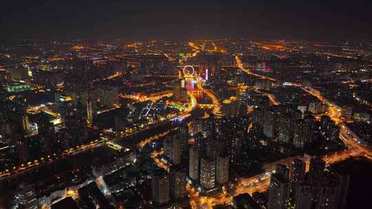 天津大全景夜景航拍视频素材模板下载