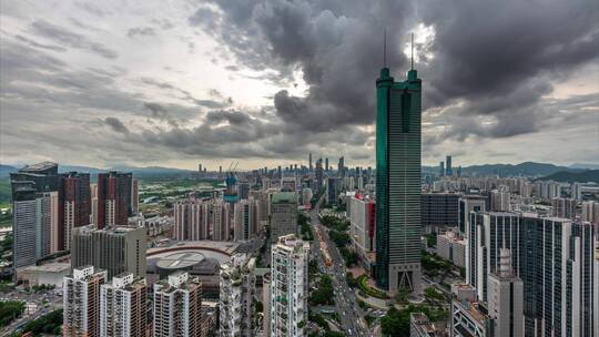 深圳地标建筑阴天转晴天日转夜延时