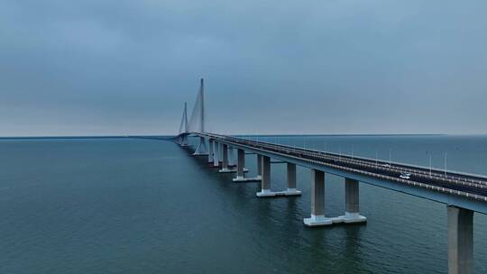 上海崇明长兴岛跨江大桥长江大桥航拍视频素材模板下载
