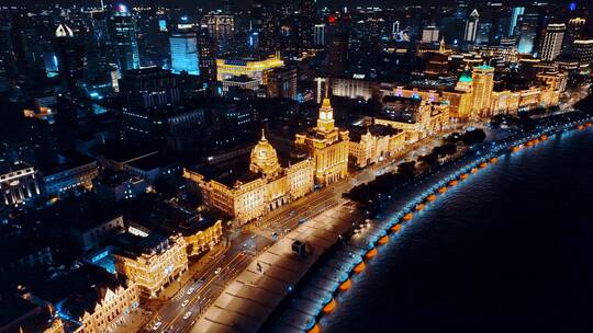 上海外滩夜景航拍