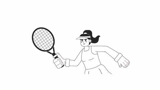 动画Bw网球运动员球拍