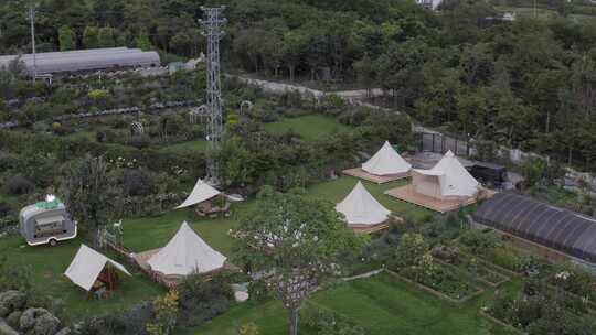 帐篷营地花海花园公园