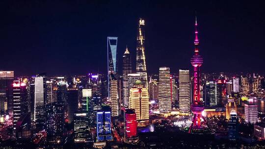 上海天际线环绕全景延时航拍
