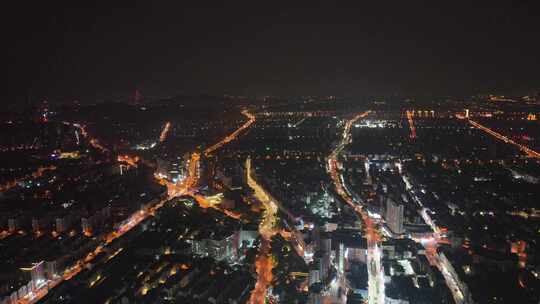 张家港曼巴特购物广场夜景航拍