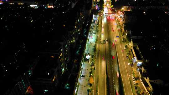 杭州西湖区西湖大道夜景车流延时