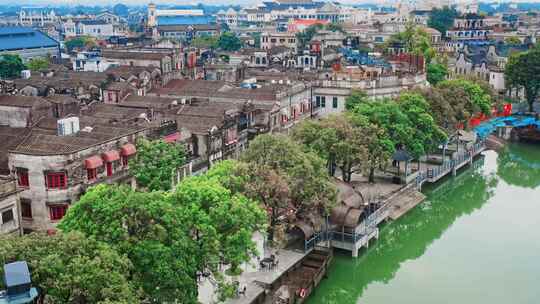 广东江门开平赤坎古镇旅游景区航拍