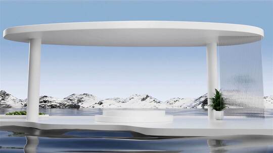 超现实概念雪山湖面倒影空间片头