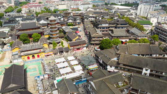 实拍延时航拍无锡南禅寺购物妙光街