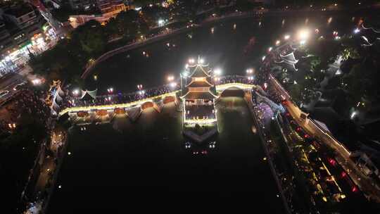 贵州贵阳甲秀楼夜景南明区航拍夜晚景区景点