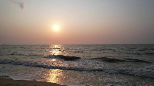 落日余晖海岸海浪B