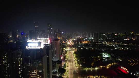 广东惠州城市夜景灯光航拍