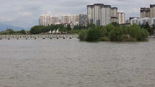 陕西汉中天汉湿地公园视频素材模板下载