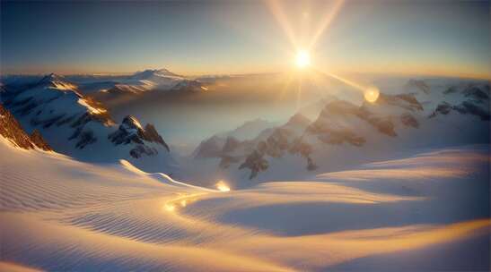 AIGC素材 雪山山峰之巅山脉风景