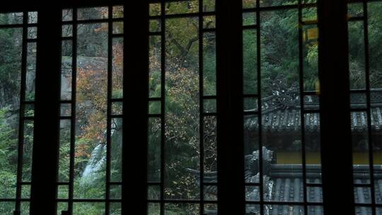 天台山石梁飞瀑瀑布水流