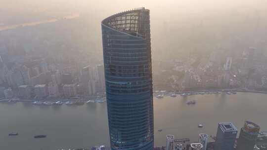 上海陆家嘴航拍上海中心大厦三件套高楼大厦