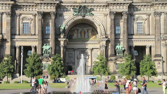 柏林大教堂喷泉视频素材模板下载