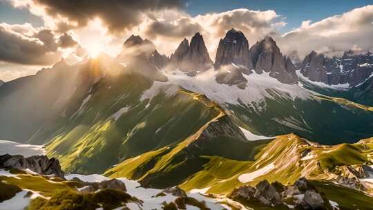 壮丽雪山自然风光全景