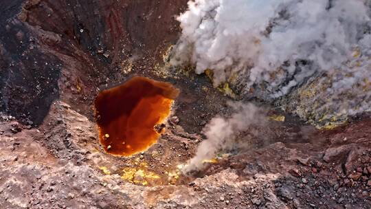 俄罗斯堪察加半岛夫斯基火山航拍视频素材模板下载