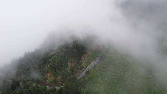 航拍南岳衡山西岭自然风光