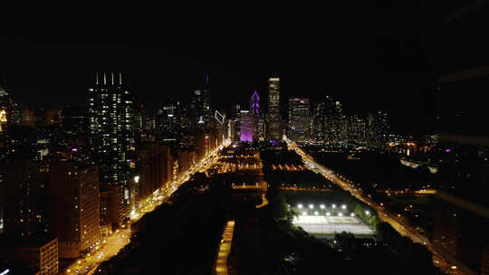 航拍城市夜景摩天大楼