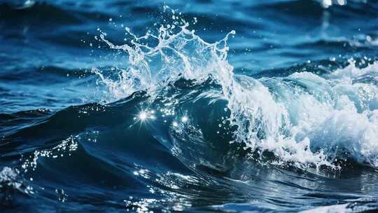 大海翻涌的浪花特写