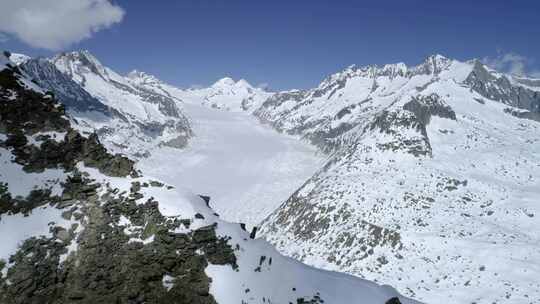 阿莱奇冰川，山脉，瑞士，雪