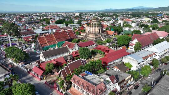 泰国清迈古城航拍城市风光