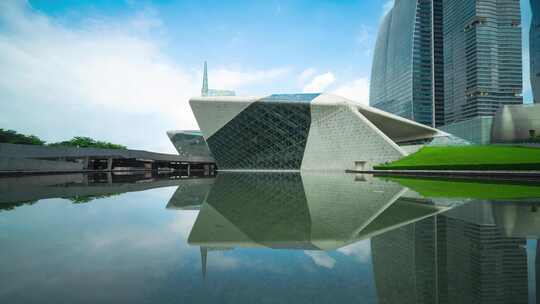 广州城市地标延时-花城广场-广州大剧院