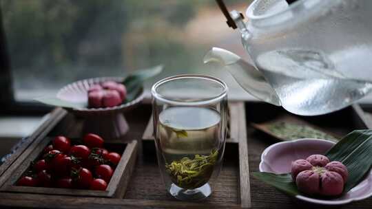 下午茶点心  杭州西湖龙井茶泡茶续水