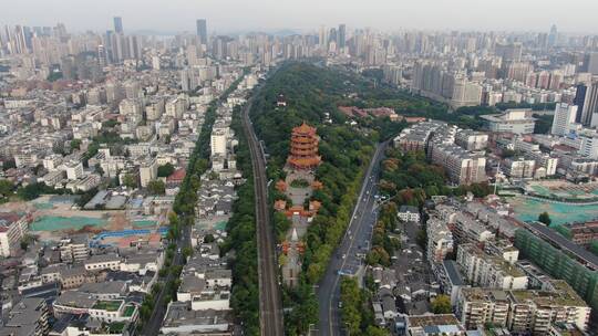 航拍湖北武汉黄鹤楼5A景区