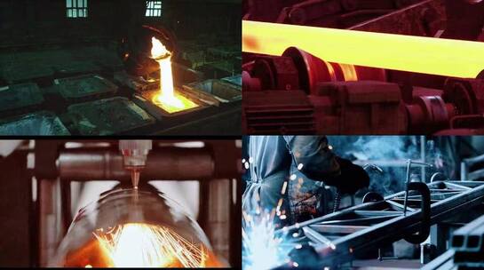 金属冶炼厂生产线金属加工视频素材模板下载