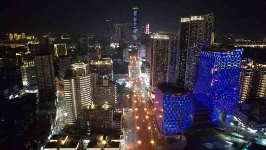 广西柳州城市夜景航拍