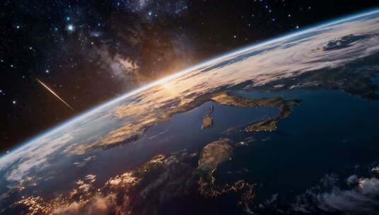 太空看地球的震撼场面地球日出