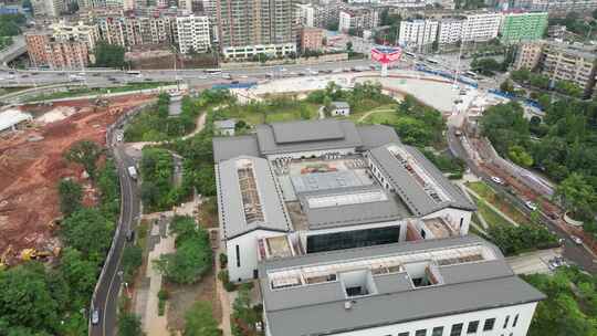 航拍衡阳市图书馆新馆建设筹备